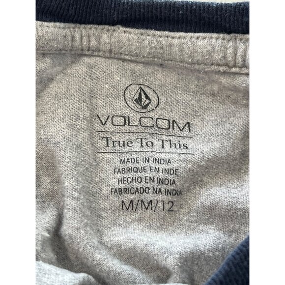 Volcom Graphic Tee Size Medium California Bear Ringer T Shirt Gray Navy Cotton - Picture 7 of 8